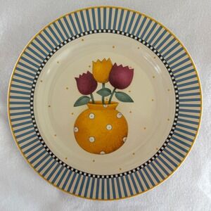 Sakura Teapots Salad Plate 8" Tulips in Polka Dot Vase 1998 Debbie Munn
